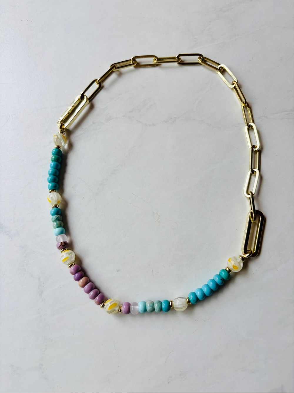 New Kendra Scott Ashton Half Chain Necklace, Turquoise & Lavender